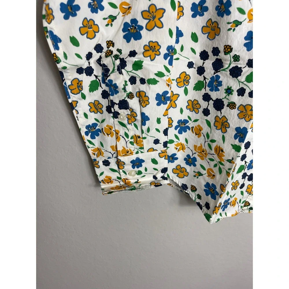 J.Crew Secret Wash Floral Cotton Button Down Shirt Men's Medium Classic